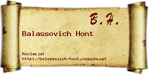 Balassovich Hont névjegykártya